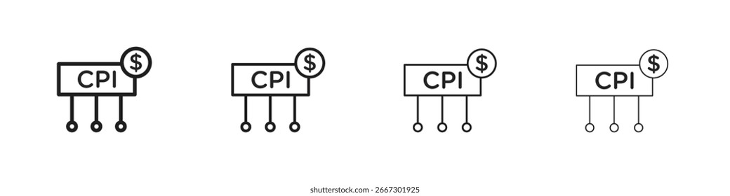 Icono de índice de Precios de consumo simple paquete de Vectores negros. Elemento de infografía de diseño