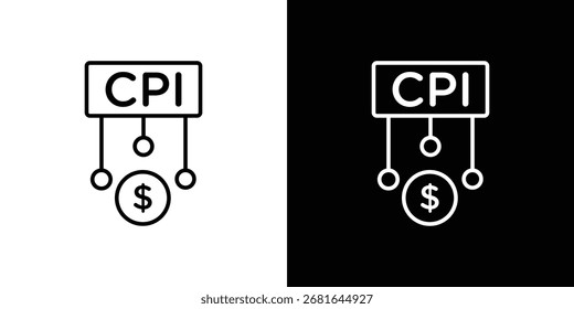Icono de índice de Precios de consumo pictograma de Vector simple. concepto de icono en blanco y negro