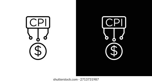 Icono de índice de Precios del consumidor. Símbolo plano simple. Ilustración de pictograma de contorno negro perfecto