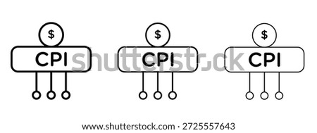 Consumer prices index icon thin line symbol on white background, editable stroke vector illustration