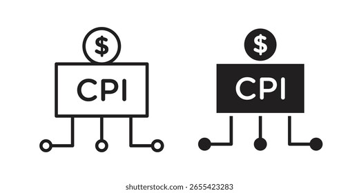Consumer prices index icon vector, solid illustration, pictogram isolated color editable