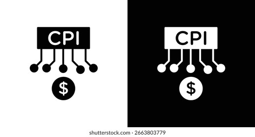 Ícone de índice de preços ao consumidor Ilustrações de clipArt vetorial em estilo plano