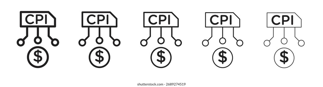 Icono de índice de Precios del consumidor Línea de Arte vectorial Ilustraciones colección
