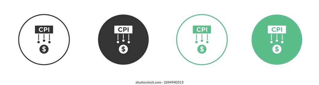 Vector del icono del índice de Precios de consumo, cartel plano lleno, pictograma sólido