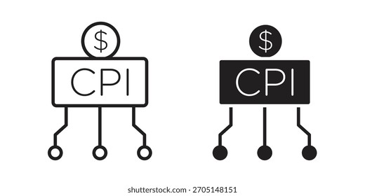 Consumer prices index icon vector modern flat and stroke designs