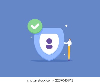 protección de los consumidores. sistema de protección de cuentas y datos de autoidentidad. protección de la privacidad del usuario. seguro de empleado o trabajador. un hombre de negocios con defensa o guardia. diseño de concepto de ilustración. vector