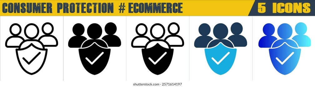 Consumer Protection icon with 5 styles (outline, solid, mixed, duotone and solid gradient)