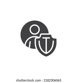 Consumer protection vector icon. filled flat sign for mobile concept and web design. Personal protection shield glyph icon. Symbol, logo illustration. Vector graphics