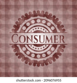 Consumer red geometric pattern emblem. Seamless. 
