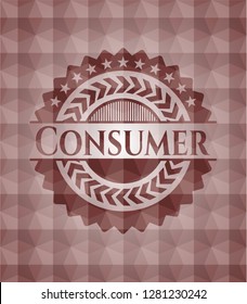Consumer red polygonal badge. Seamless.