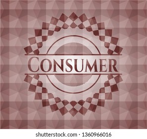 Consumer red polygonal badge. Seamless.