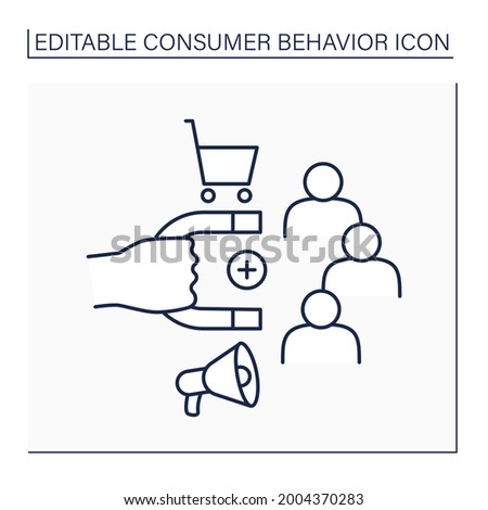 Consumer retention line icon. Increase numbers of repeat customers. Engaging customers to continue buying products. Consumer behavior concept. Isolated vector illustration. Editable stroke