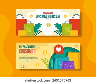 Consumer Rights Day Horizontal Banner Flat Cartoon Hand Drawn Templates Background Illustration