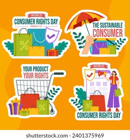 Consumer Rights Day Label Flat Cartoon Hand Drawn Templates Background Illustration