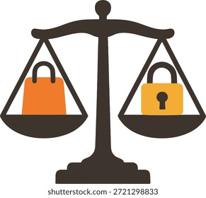 Icono plano de la escala de justicia de los derechos del consumidor
