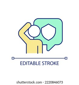 Consumer rights protection RGB color icon. Educating customers about safe shopping. safeguarding buyers. Isolated vector illustration. Simple filled line drawing. Editable stroke. Arial font used