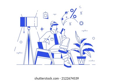 Consumer service, personal discount and sales strategy vector illustration. Gift certificate, discount coupon or voucher linear concept