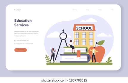 Consumer service sector of the economy web banner or landing page . Education service. School and university education. Vector illustration