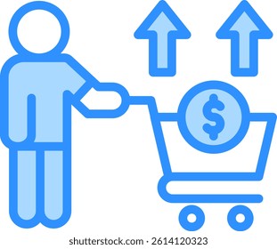 Consumer Spending Icon Blue Color Vector Illustration