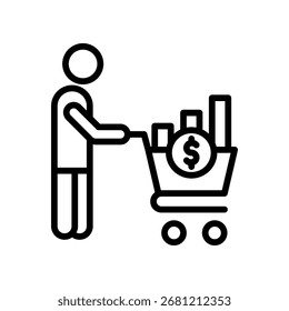 Icono de tendencias del consumidor Ilustración vectorial de esquema