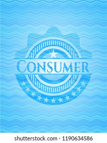 Consumer water wave emblem background.