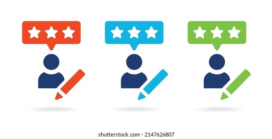 Consumer writing review icon set isolated on white background.