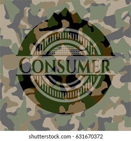 Consumer written on a camouflage texture