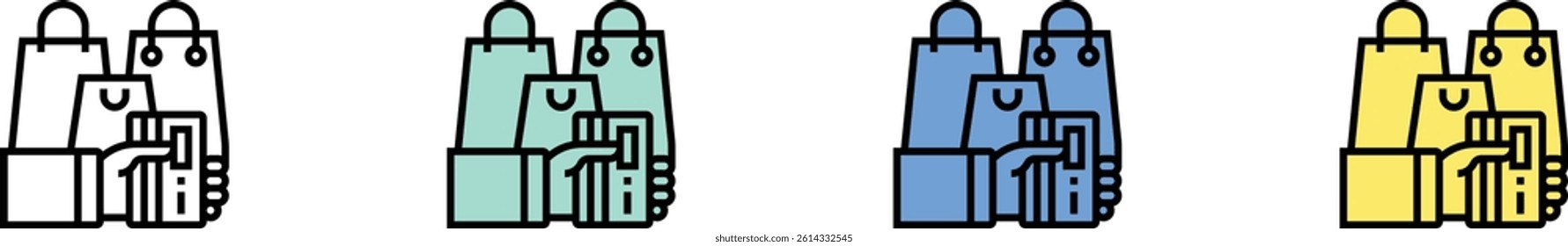 consumerism icon. Outline, Green, Blue and Yellow Style Design Isolated On White Background