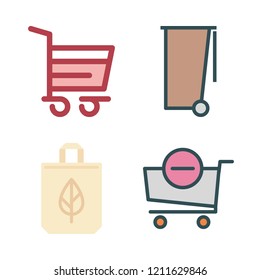 consumerism icon set. vector set about garbage, shopping bag and shopping cart icons set.