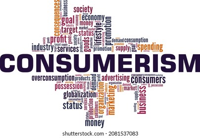 Consumerism vector illustration word cloud isolated on white background.