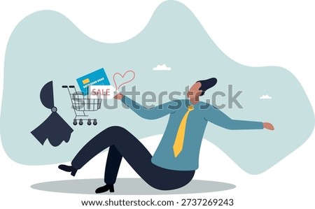 Consumerism, wanting mind or desire to buy and purchasing more, buying therapy or shopping addiction.human life and situation.