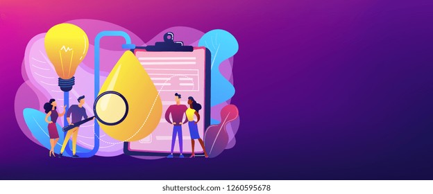 Consumidores con amplificador probando nuevas propiedades del producto. Pruebas de productos, identificación de necesidades de los clientes, concepto de estudios de mercado. Plantilla de banner de encabezado o pie de página con espacio de copia.