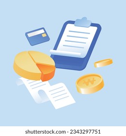informe de análisis de consumo ilustración 3d