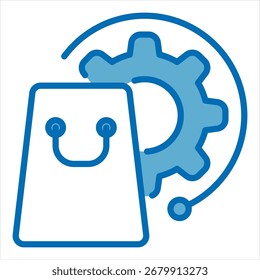 Ilustración de icono único blanco azul de consumo