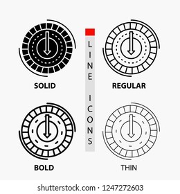 Consumption, cost, expense, lower, reduce Icon in Thin, Regular, Bold Line and Glyph Style. Vector illustration