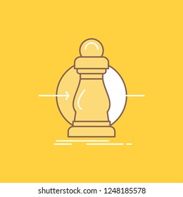 Consumption, cost, expense, lower, reduce Flat Line Filled Icon. Beautiful Logo button over yellow background for UI and UX, website or mobile application