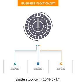 Consumption, cost, expense, lower, reduce Business Flow Chart Design with 3 Steps. Glyph Icon For Presentation Background Template Place for text.