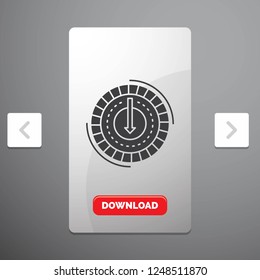 Consumption, cost, expense, lower, reduce Glyph Icon in Carousal Pagination Slider Design & Red Download Button