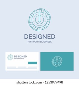 Consumption, cost, expense, lower, reduce Business Logo Line Icon Symbol for your business. Turquoise Business Cards with Brand logo template