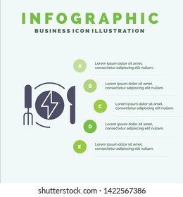 Consumption, Energy, Dinner, Hotel Solid Icon Infographics 5 Steps Presentation Background