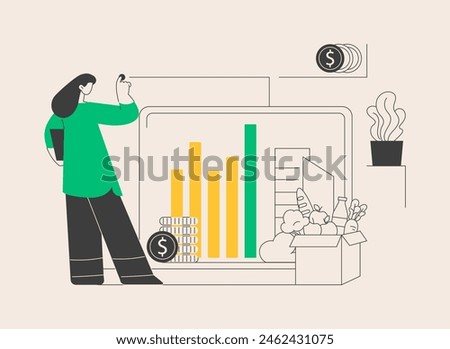 Consumption expenditure abstract concept vector illustration. Consumer spending, household budget, shopping mall, credit card, retail store, shopaholic, compulsive purchase abstract metaphor.