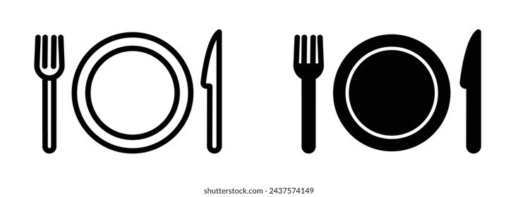 Consumption Refusal Line Icon. Edible Intake Forbid icon in outline and solid flat style.