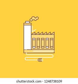 Consumption, Resource, Energy, Factory, Manufacturing Flat Line Filled Icon. Beautiful Logo Button Over Yellow Background For UI And UX, Website Or Mobile Application