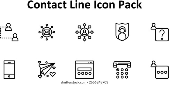 Contact - 10 Vector Icons in Thin Line Style