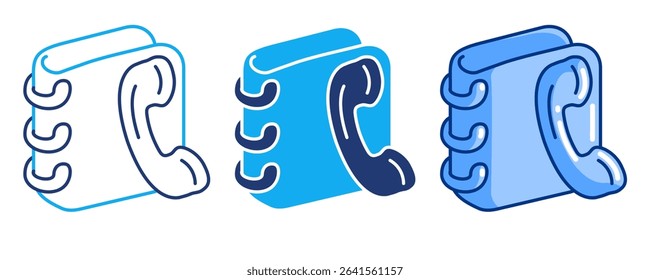 Contact 3d icon vector style for communication user interface Blue, Dualline, Dualtone style.