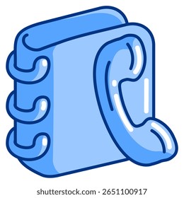 Estilo de vetor do ícone 3d do contato para a interface do usuário da comunicação Estilo azul.