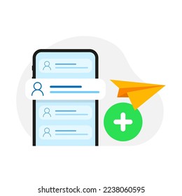 contact access permission mobile phone app, add, share to friends concept illustration flat design vector eps10. modern graphic element for landing page, empty state ui, infographic, icon