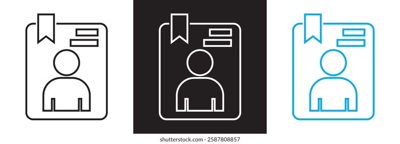 Contact address book with user vector icon. isolated on white and black background. Vector illustration. EPS 10
