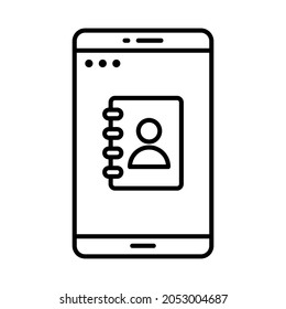 contact application line icon vector design, editable stroke line icon