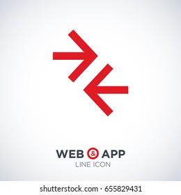 Contact arrows line vector icon